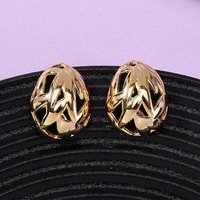 Boucles d'oreilles ovales creuses en laiton, sans nickel, plaqué or 18K — Bijoux fantaisie