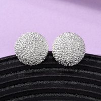 Brass Textured Stud Earrings, Nickel Free, Silver, 14mm — Costume Jewelry