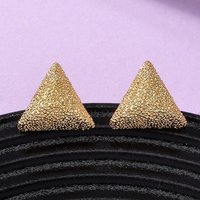 Brass Textured Triangle Stud Earrings, Nickel Free, 18K Gold Plated — Costume Jewelry