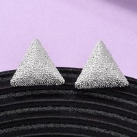 Brass Textured Triangle Stud Earrings, Nickel Free, Silver — Costume Jewelry