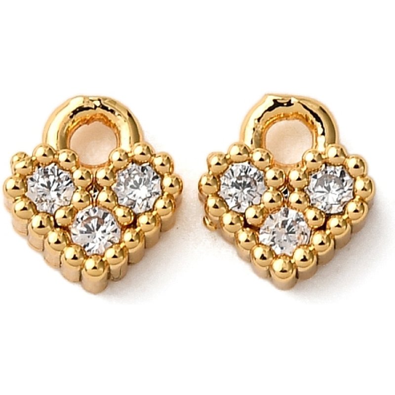 Brass Micro Pave Cubic Zirconia Heart Charms, 18K Gold Plated — Charms & Pendants