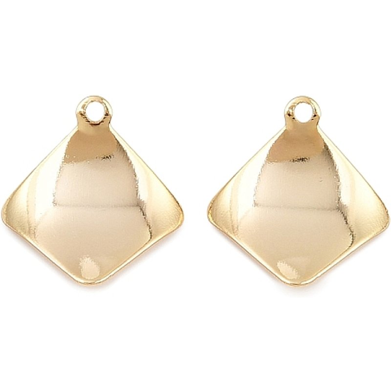 Charms en laiton en forme de rhombus, plaqué or 18K, sans nickel — Breloques et pendentifs