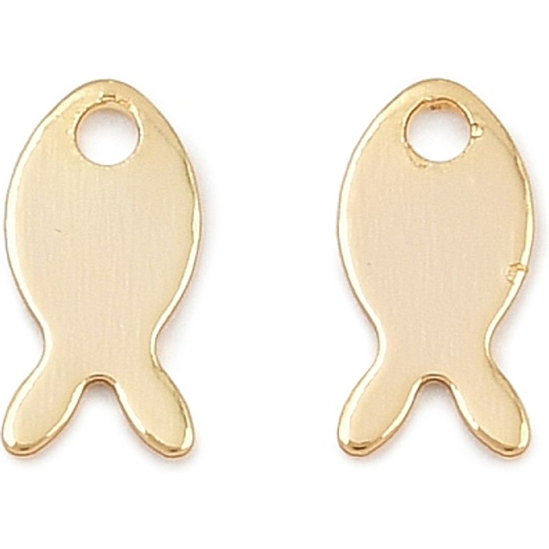 Brass Fish Charm, 18K Gold Plated, Nickel Free, 7.5x4mm — Charms & Pendants