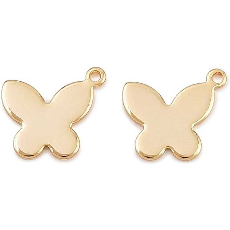 Charm en laiton en forme de papillon, plaqué or 18K, sans nickel — Breloques et pendentifs