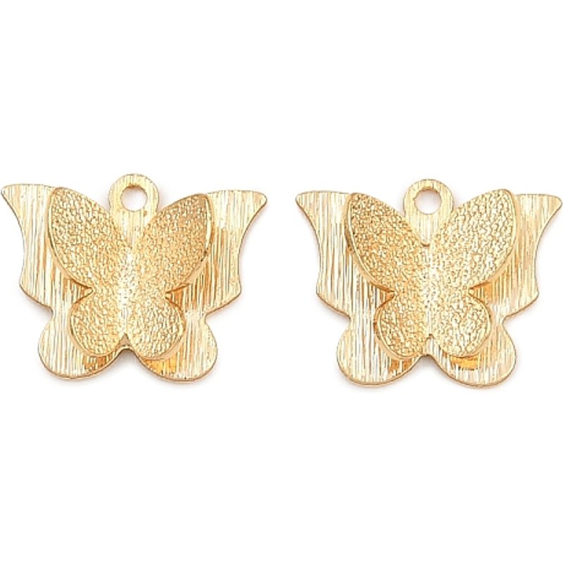 Charms en laiton en forme de papillon, plaqué or 16K, sans nickel — Breloques et pendentifs