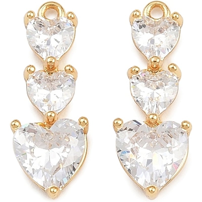 Charms en cœur en zircon cubique micro pavé en laiton, plaqué or 18K — Breloques et pendentifs