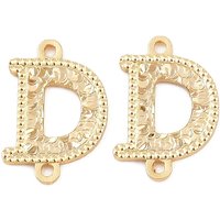 Charms Connecteurs en Laiton Texturé Lettre D, Sans Nickel — Accessoires pour bijoux