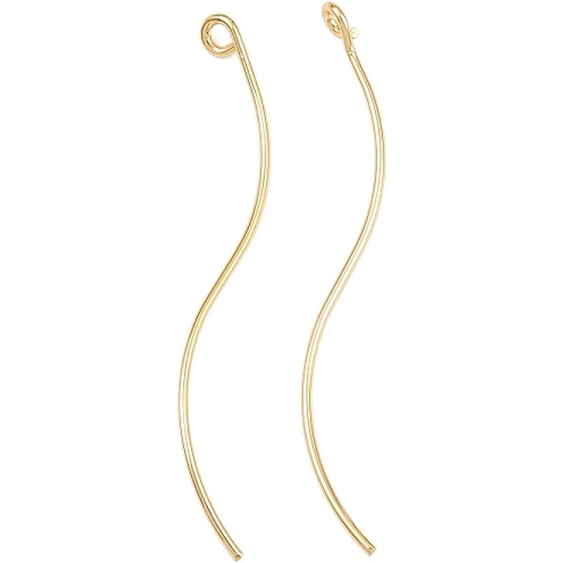 Brass Earring Findings with Loop, Nickel Free, 18K Gold Plated — Jewelry Findings