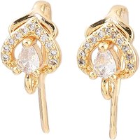 Brass Micro Pave Clear Cubic Zirconia Heart Earring Hooks — Jewelry Findings