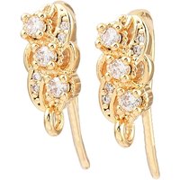 Brass Micro Pave Clear Cubic Zirconia Leaf Earring Hooks — Jewelry Findings