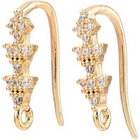 Brass Micro Pave Clear Cubic Zirconia Triangle Earring Hooks