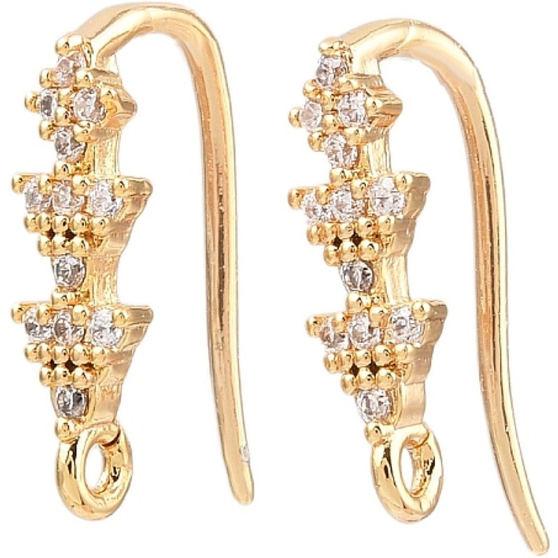 Brass Micro Pave Clear Cubic Zirconia Triangle Earring Hooks — Jewelry Findings