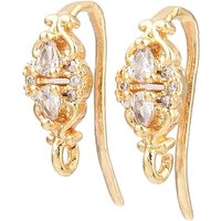 Brass Micro Pave Clear Cubic Zirconia Teardrop Earring Hooks