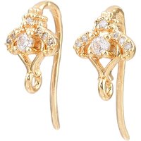 Brass Micro Pave Clear Cubic Zirconia Arch Earring Hooks — Jewelry Findings