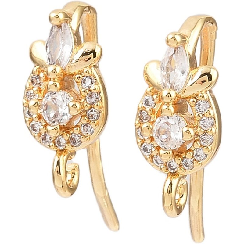 Brass Micro Pave Clear Cubic Zirconia Oval Earring Hooks — Jewelry Findings