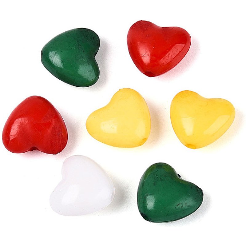 Opaque Acrylic Heart Beads, Mixed Colors, 1111pcs/500g — Jewelry Beads