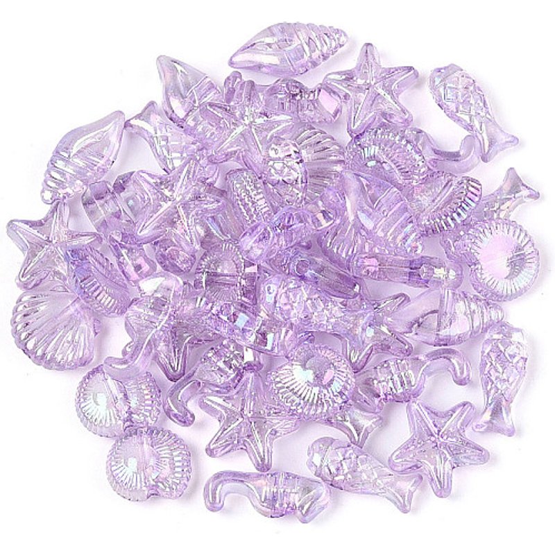 Perles Acryliques Transparentes Thème Océan, Formes Mixtes, Orchidée Moyenne — Perles à bijoux