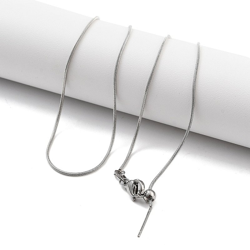Adjustable Slider 201 Stainless Steel Round Snake Chain Necklace — Pendant Necklace