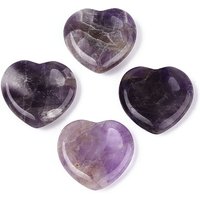 Natural Amethyst Worry Stones, Heart Thumb Stone