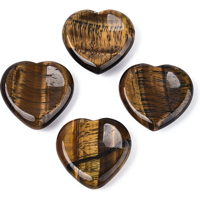 Natural Tiger Eye Worry Stones, Heart Thumb Stone, 29.5-31mm — Facial & Eye Massagers