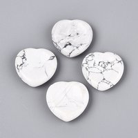 Natural Howlite Worry Stones, Heart Thumb Stone, 28.5-30mm