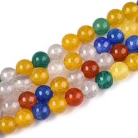 Brins de perles d'agate craquelée naturelle, teintées, couleurs mélangées — Perles à bijoux
