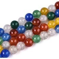 Brins de perles d'agate craquelée naturelle, teintées, rondes, 8-8.5mm — Perles à bijoux