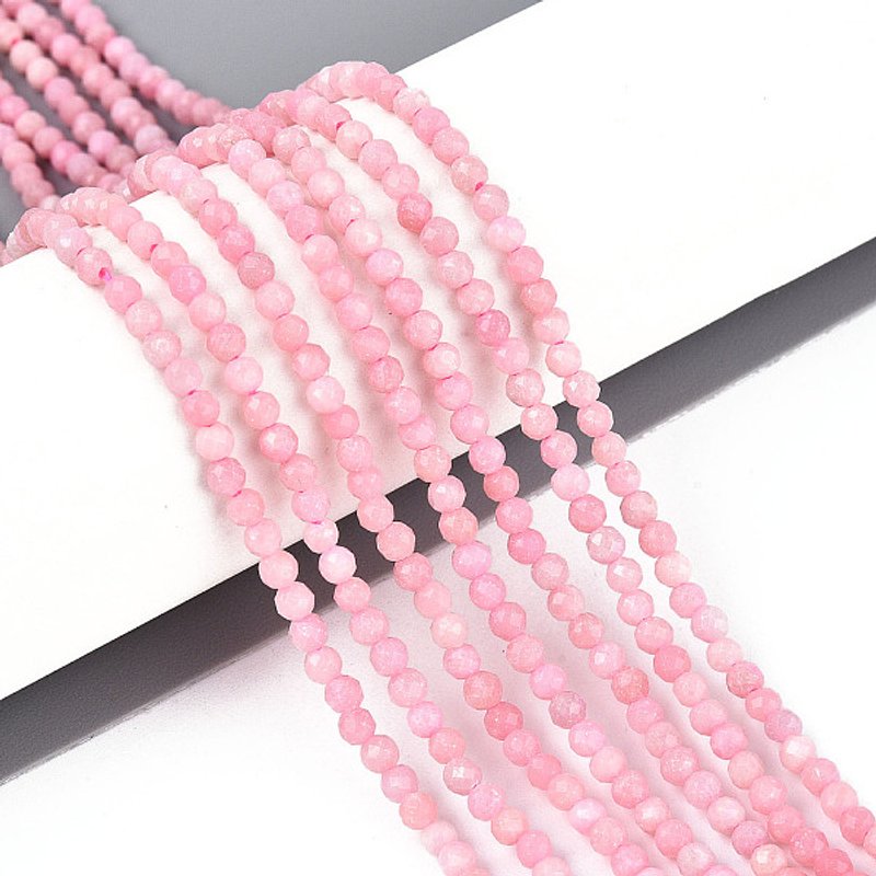 Brins de perles d'opale rose naturelle, rondes facettées, 2-2,5mm — Perles à bijoux