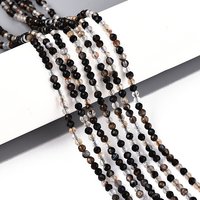Brins de perles en agate noire naturelle, rondes, facettées, 2-2.5mm — Perles à bijoux