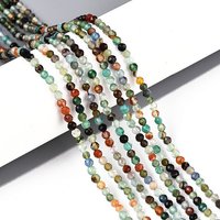 Fil de perles d'agate multicolores naturelles, rondes, facettées, 2-2.5mm — Perles à bijoux