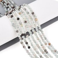Brins de perles en quartz lodolite vert naturel, ronds, facettés, 2-2,5mm — Perles à bijoux