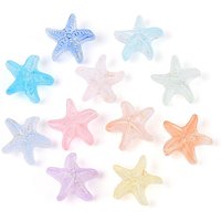 Perles en verre givré en forme d'étoile de mer avec poudre dorée, couleurs mélangées — Perles à bijoux
