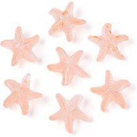 Frosted Glass Starfish Beads with Gold Powder, Dark Salmon