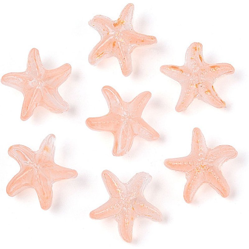 Perles en Verre Givré en Forme d'Étoile de Mer avec Poudre d'Or, Saumon Foncé — Perles à bijoux