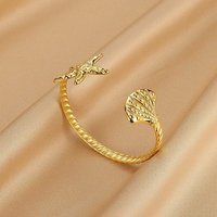 304 Stainless Steel Cuff Bangles for Women, Starfish & Shell Shape — Bracelet Women