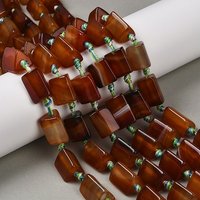 Natural Red Agate Beads Strands, Dyed Triangular Prism, 18pcs