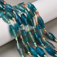 Fils de perles d'agate bleue naturelle, teintées et chauffées, bicone, 20pcs — Perles à bijoux