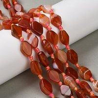 Natural Banded Agate Beads Strands, Dyed Hexagon Red, 20pcs
