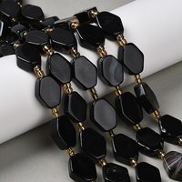 Natural Black Agate Beads Strands with Seed Beads — Jewelry Beads