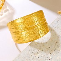 Bracelet Cuff en Acier Inoxydable 304 pour Femmes, Feuille, Plaqué Or 18K — Bracelet Femme