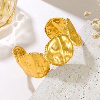 Hammered 304 Stainless Steel Cuff Bangles for Women - 18K Gold Plated — Bracelet Women