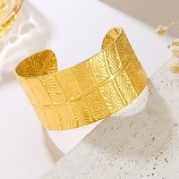 Bracelet Cuff en Acier Inoxydable 304 pour Femmes, Feuille, Plaqué Or 18K — Bracelet Femme