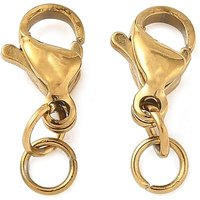 Attaches de homard en acier inoxydable 304 avec anneaux de saut, plaqué or 18K — Accessoires pour bijoux