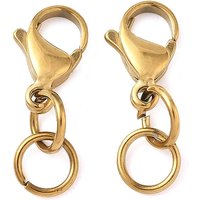Attaches de homard en acier inoxydable 304 avec anneaux, plaqué or 18K — Accessoires pour bijoux