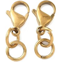 Attaches de homard en acier inoxydable 304 avec anneaux brisés, plaqué or 18K — Accessoires pour bijoux