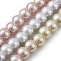 Brins de perles rondes en verre peint en perles nacrées Baking, couleurs mélangées — Perles à bijoux