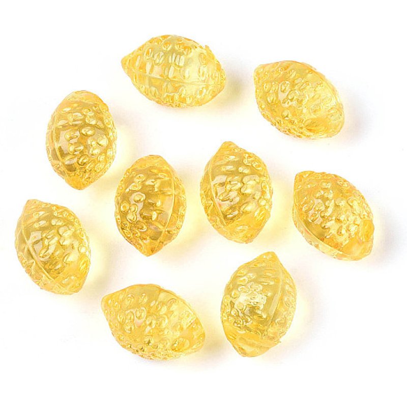 Perles Acryliques Transparentes Citron avec Finition Dorée, Percées par le Haut — Perles à bijoux