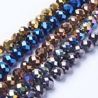Brins de Perles en Verre Transparent Électroplaqué, Rondelle Facettée, Couleurs Mélangées — Perles à bijoux
