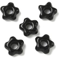 Perles Européennes en Obsidienne Naturelle, Perles Fleurs à Grand Trou — Perles à bijoux