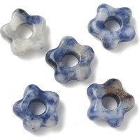 Natural Blue Spot Jasper European Flower Large Hole Beads — Jewelry Beads